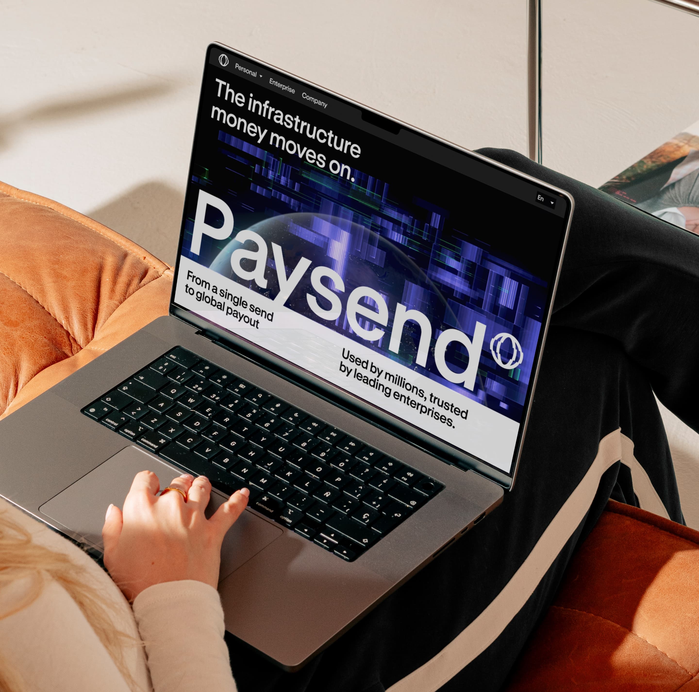 Paysend homepage open on a laptop