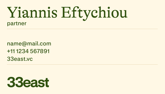 33east business card
