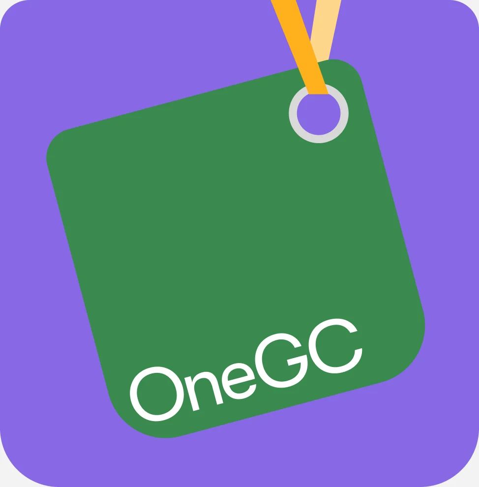 OneGC logo on a lanyard badge