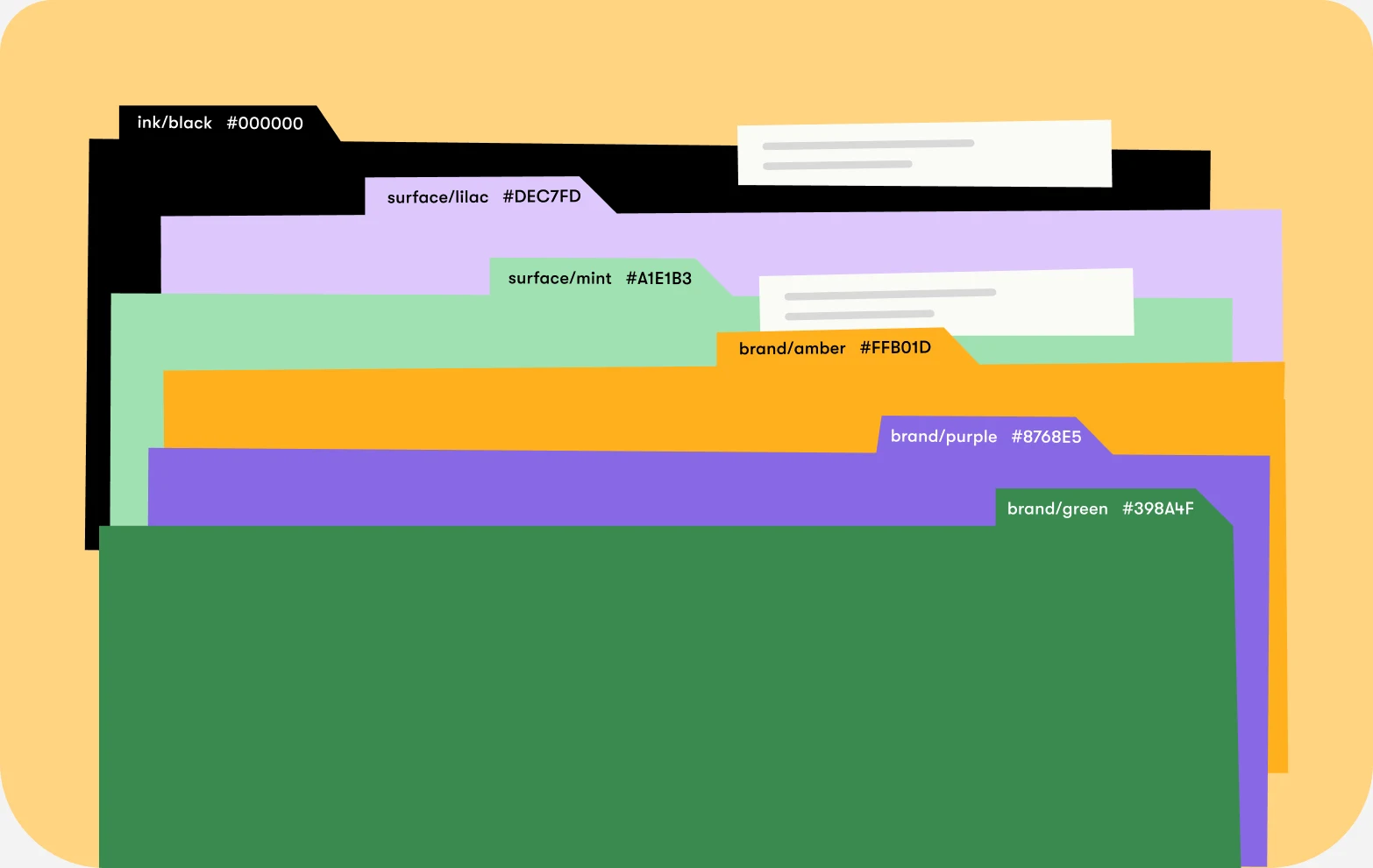 Brand colour palette as file folders